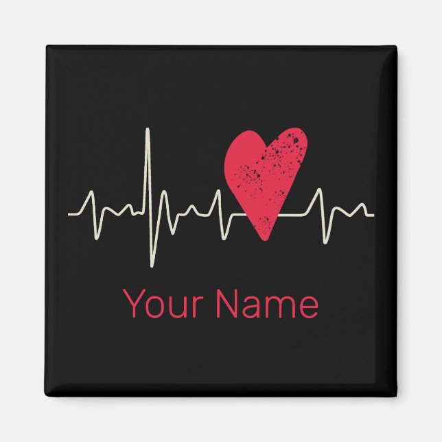 Heartbeat Pulse Heart Valentine's Day Or Mother's  Magnet (Front)