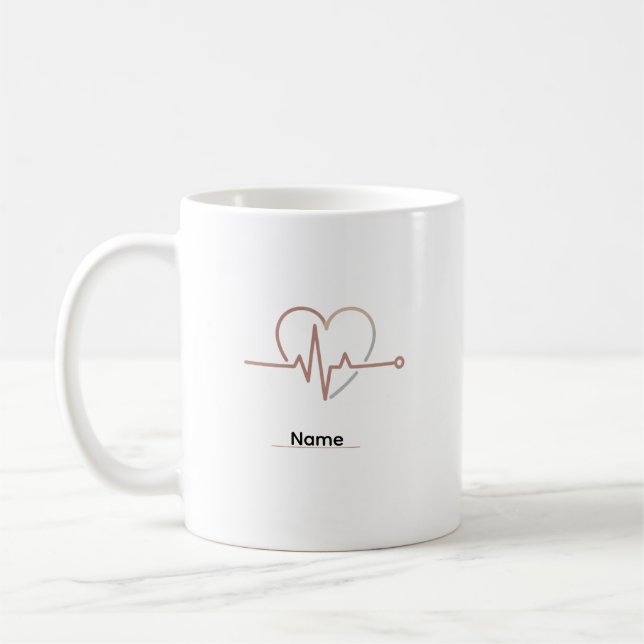 Heartbeat Pulse Love Minimalist  Coffee Mug (Left)