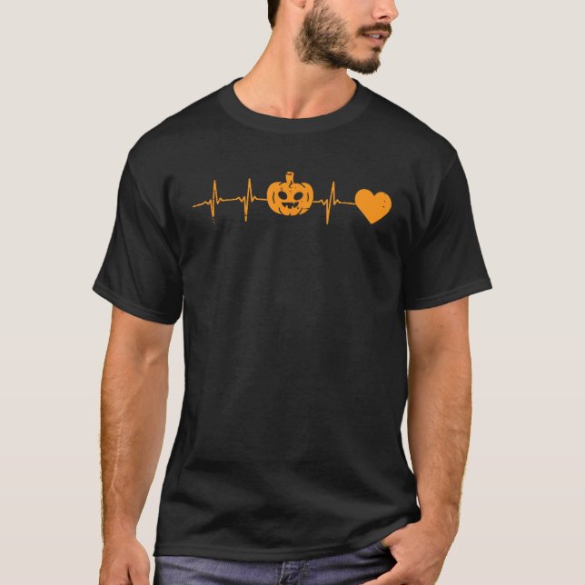 Heartbeat Pumpkin Scrub Top Nurse Halloween Costum (Front)