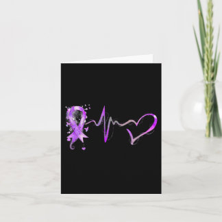 Heartbeat Purple Ribbon Pancreatic Cancer Awarenes Card