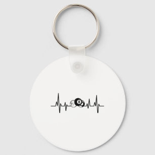 Heartbeat Rack Pool Billiard Player Billiards Cue Keychain