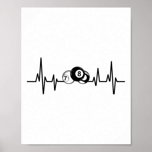 Heartbeat Rack Pool Billiard Player Billiards Cue  Poster (Front)
