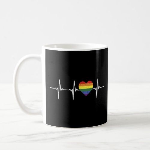 Heartbeat Rainbow Heart Gay LGBT Pride Medical Nur Coffee Mug