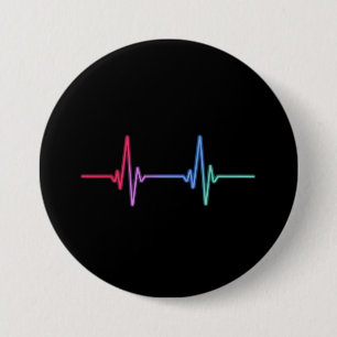 Heartbeat Rainbow Pride LGBTQ Ally  Button