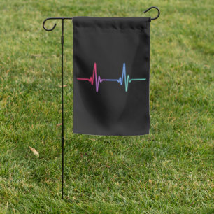 Heartbeat Rainbow Pride LGBTQ Ally  Garden Flag