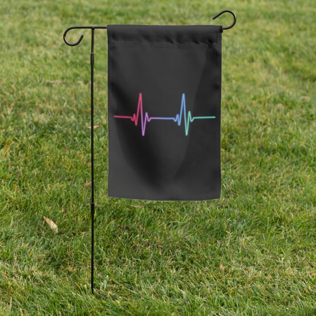 Heartbeat Rainbow Pride LGBTQ Ally  Garden Flag (In SItu)