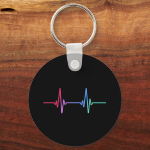 Heartbeat Rainbow Pride LGBTQ Ally  Keychain