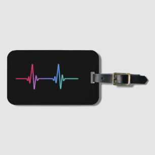 Heartbeat Rainbow Pride LGBTQ Ally Luggage Tag