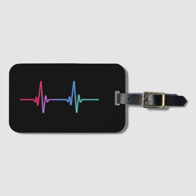 Heartbeat Rainbow Pride LGBTQ Ally  Luggage Tag (Front Horizontal)