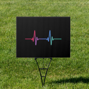 Heartbeat Rainbow Pride LGBTQ Ally Sign