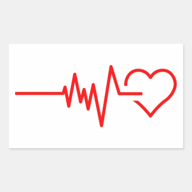 Heartbeat Rectangular Sticker (Front)