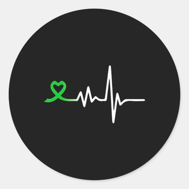 Heartbeat Ribbon Mental Health Awareness For Men W Classic Round Sticker (Front)