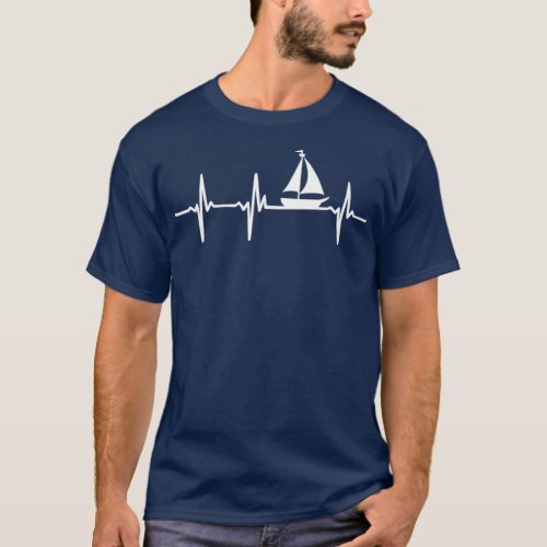 Heartbeat Sailing  For Sailors With Sailboat T_Shirt
