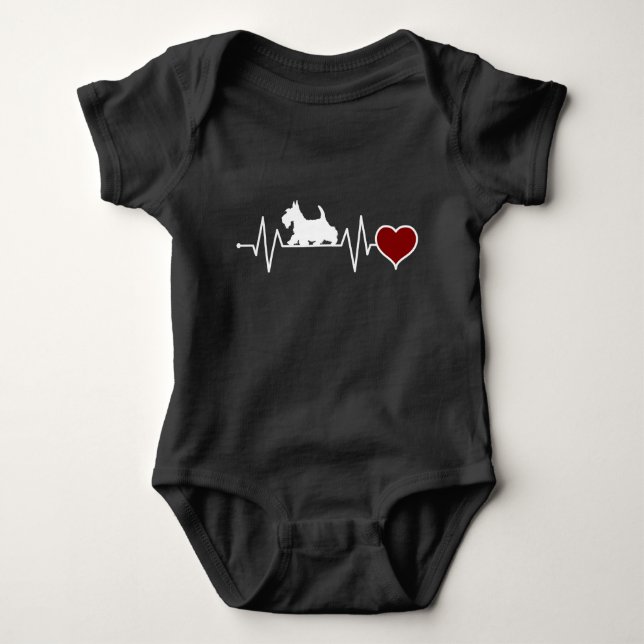 Heartbeat Scottish Terrier Scottie Dog Lovers gift Baby Bodysuit (Front)