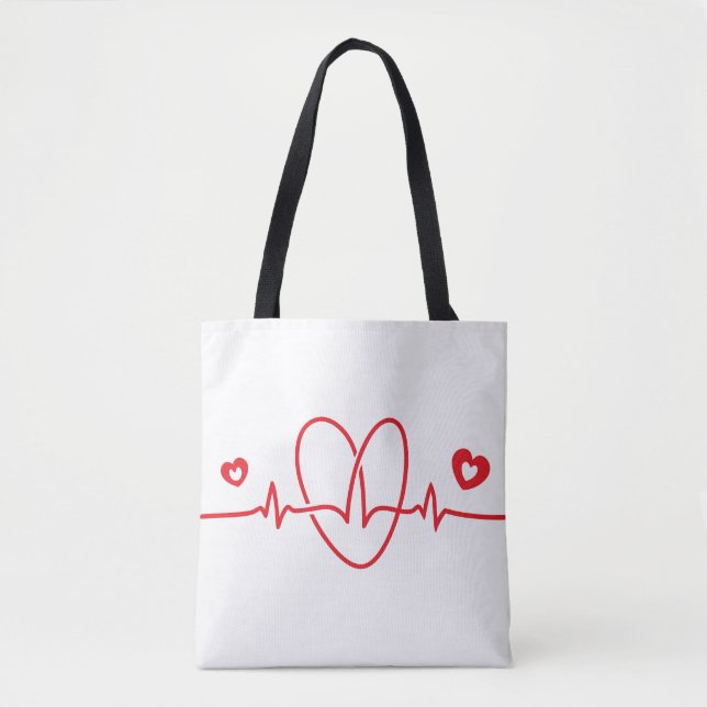 Heartbeat Scribbles Tote Bag (Front)
