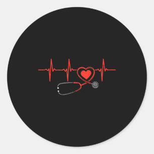 Heartbeat Scrub Valentine Nurse Valentines Day Rn  Classic Round Sticker