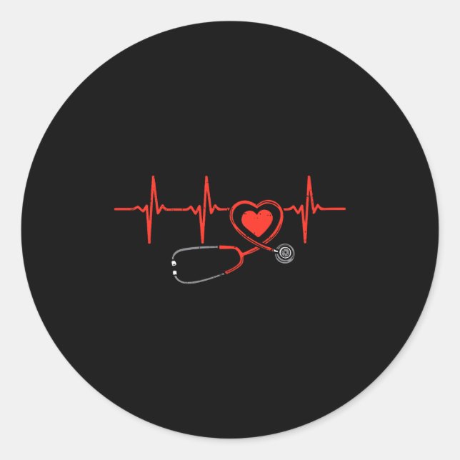 Heartbeat Scrub Valentine Nurse Valentines Day Rn  Classic Round Sticker (Front)