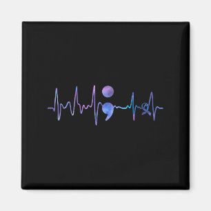 Heartbeat Semicolon Suicide Prevention Awareness Magnet