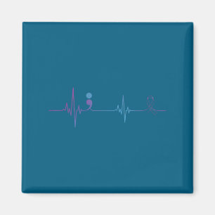 Heartbeat Semicolon Suicide Prevention Awareness Magnet