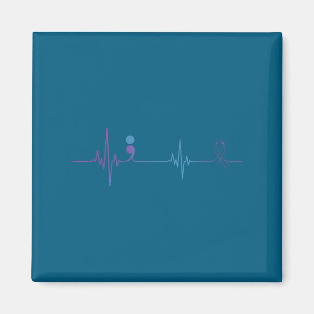 Heartbeat Semicolon Suicide Prevention Awareness  Magnet (Front)