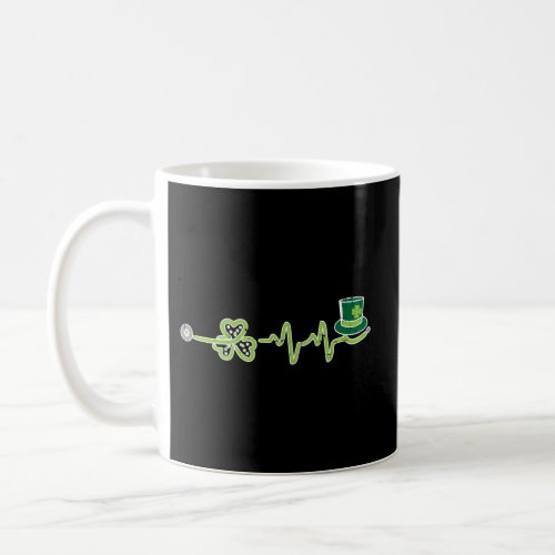 Heartbeat Shamrock Scrub Rn Icu Nurse St Patricks  Coffee Mug