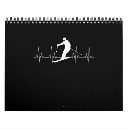 Heartbeat Skiing Gift For Skiers Calendar