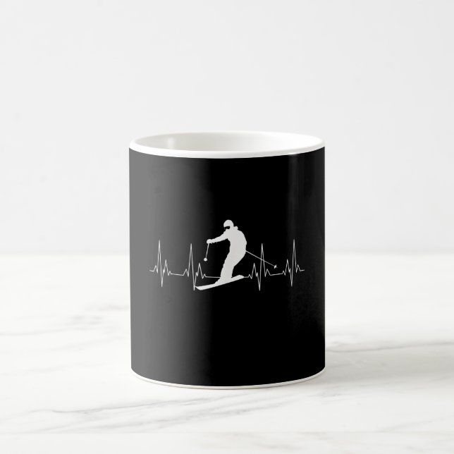 Heartbeat Skiing Gift For Skiers Coffee Mug (Center)