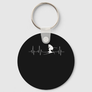 HeartBeat Skiing Gift For Skiers Keychain