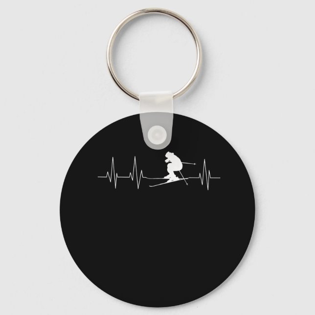 HeartBeat Skiing Gift For Skiers Keychain (Front)