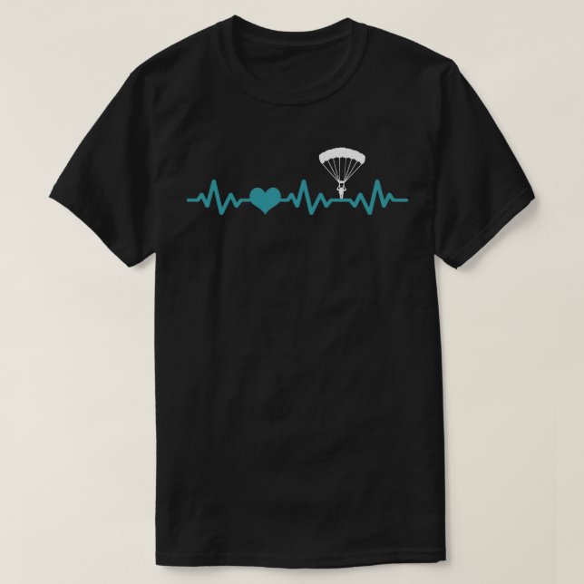 Heartbeat skydiving parachuting 6 T-Shirt (Design Front)