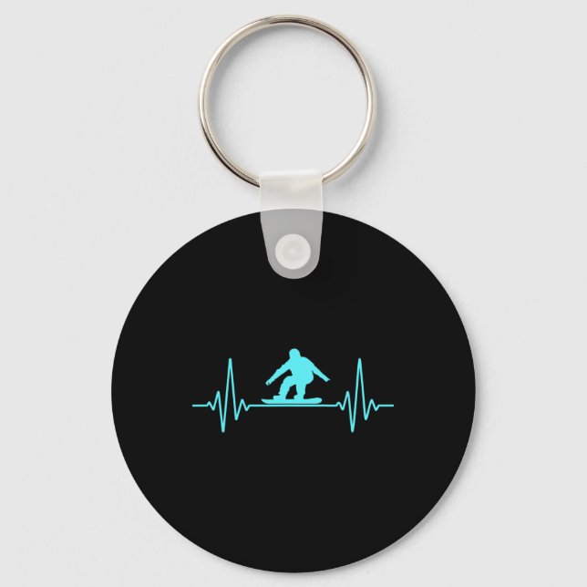 Heartbeat Snowboarding Snowboard Mountain Winter  Keychain (Front)