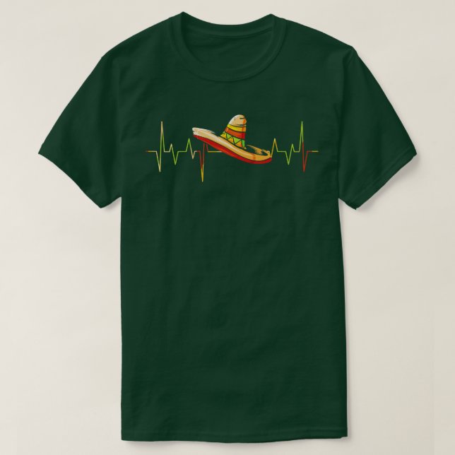 Heartbeat Sombrero Heartbeat Mexico Cinco T-Shirt (Design Front)