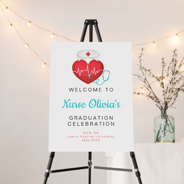 Heartbeat Stethoscope Nurse Graduation Welcome Foam Board (In Situ (Stand))