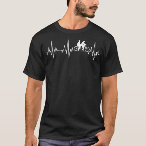 Heartbeat Tandem Bicycle Bike Cyclist Cycle bicycl T_Shirt