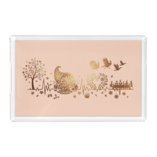Heartbeat Thanksgiving Holiday Design Acrylic Tray