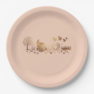 Heartbeat Thanksgiving Holiday Design Paper Plates