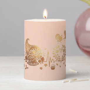 Heartbeat Thanksgiving Holiday Design Pillar Candle