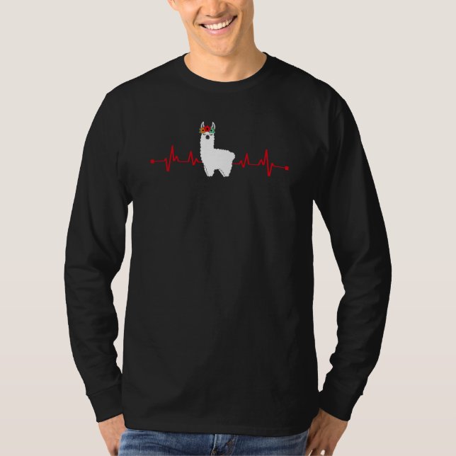 Heartbeat Valentine's Day Love Llama Boys Kids T-Shirt (Front)