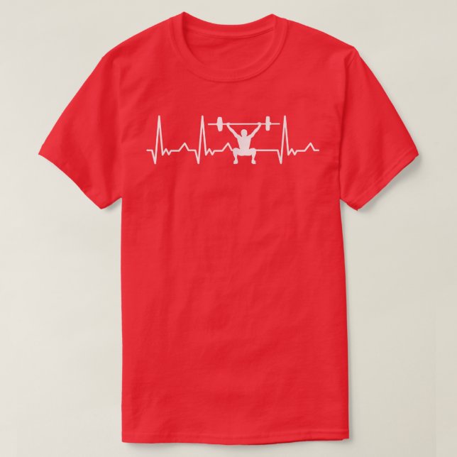 Heartbeat Weightlifter Deadlift Fitness Workout Po T-Shirt (Design Front)