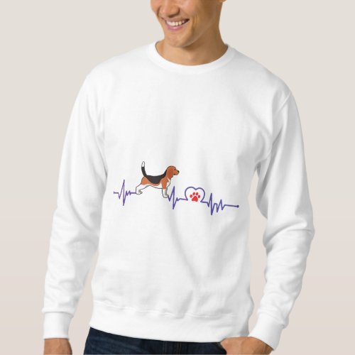 Heartbeat With Footprint and Beagles _ Beagle Houn Sweatshirt