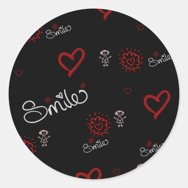 Heartbeats & Happiness Classic Round Sticker (Front)