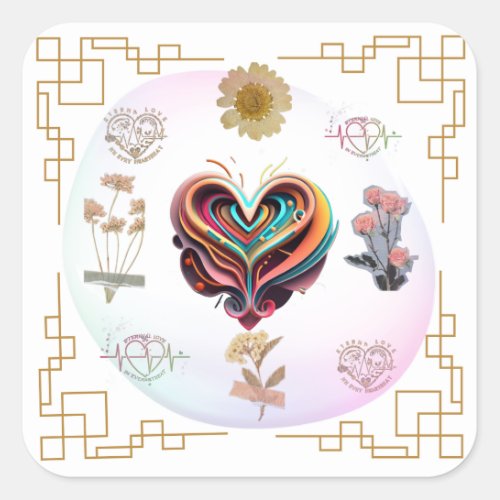 Heartbeats of Love Modern Elegance Stickers Square Sticker