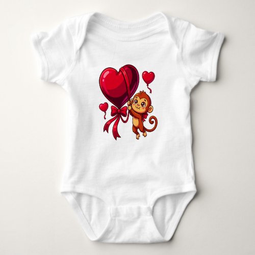 Heartbound Monkey Valentine Baby Bodysuit