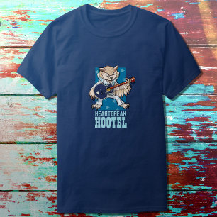 Heartbreak Hootel Funny Rock Star Owl Cartoon T-Shirt