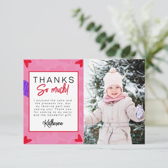 Heartbreaker Kids Photo Birthday Party Thank You (Standing Front)
