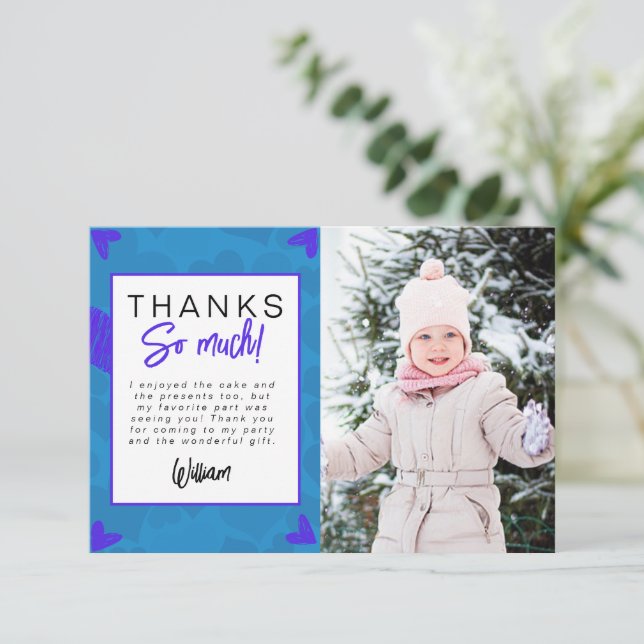 Heartbreaker Kids Photo Birthday Party Thank You Card (Standing Front)