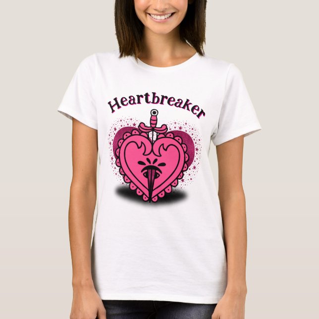 Heartbreaker Pink Heart Custom  T-Shirt (Front)