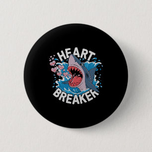 Heartbreaker Shark Cute Funny Love Design For Vale Button