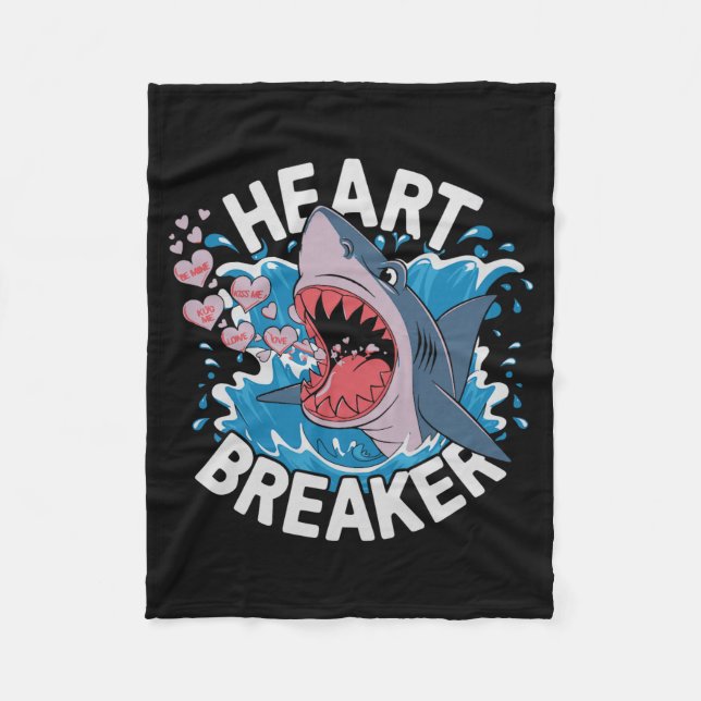 Heartbreaker Shark Cute Funny Love Design For Vale Fleece Blanket (Front)