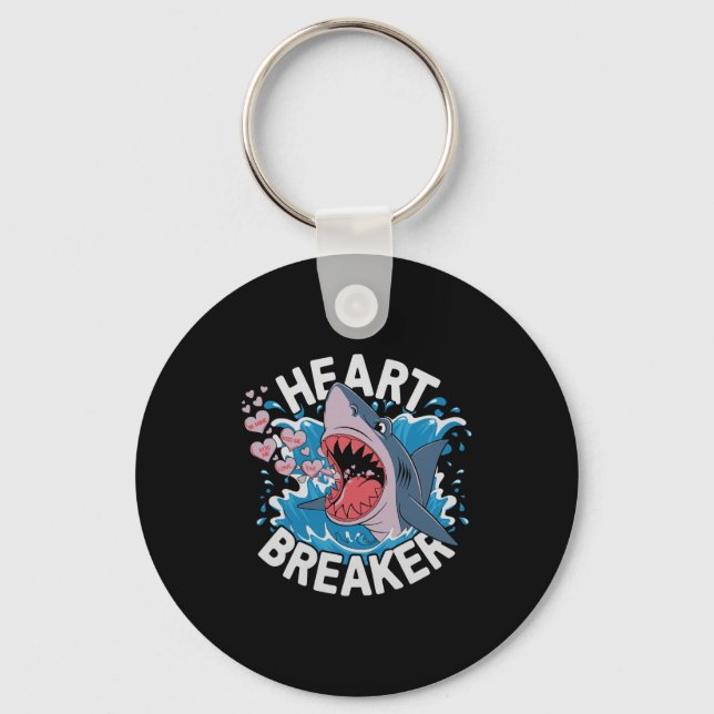 Heartbreaker Shark Cute Funny Love Design For Vale Keychain (Front)